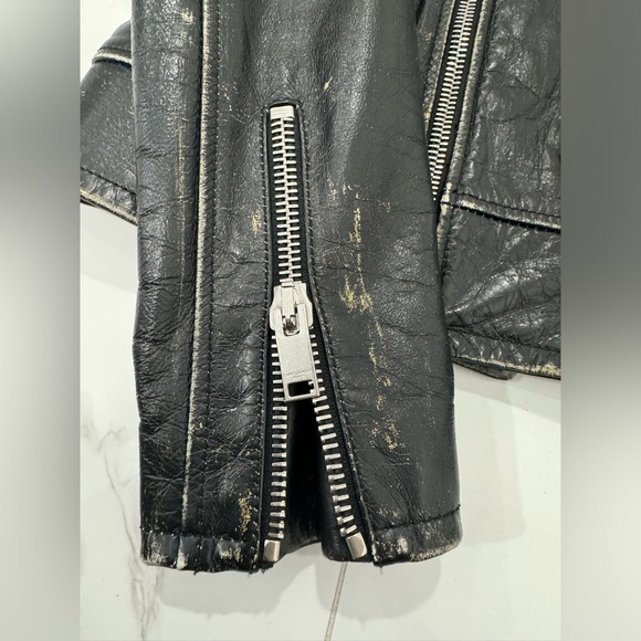 Yves Saint Laurent Black Leather Motorcycle Biker Jacket - Size 36 FR (small) - Picture 3 of 11